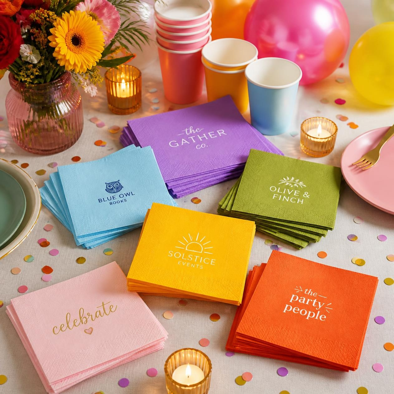 colored napkins