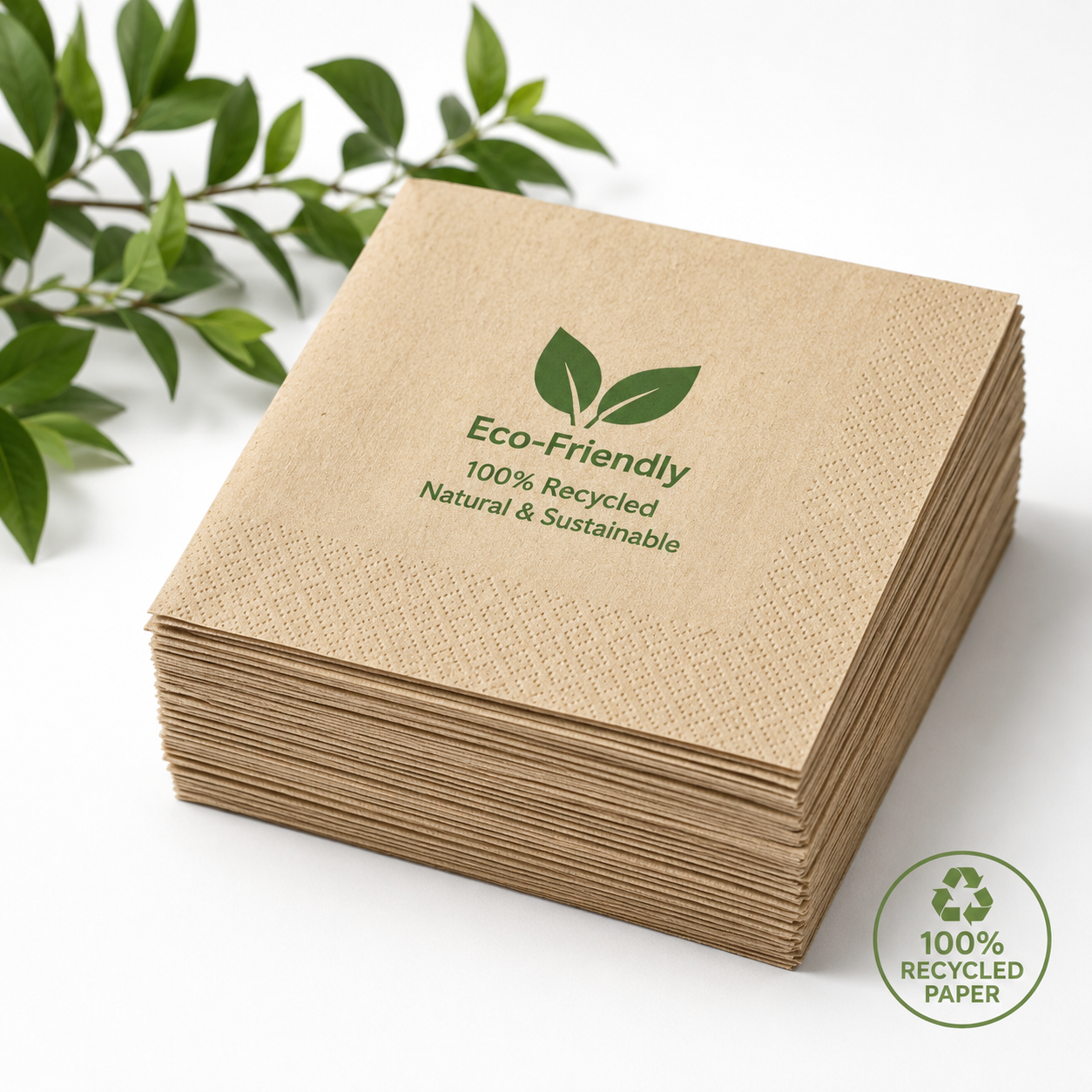 Sustainable custom napkins with logo for events and packaging