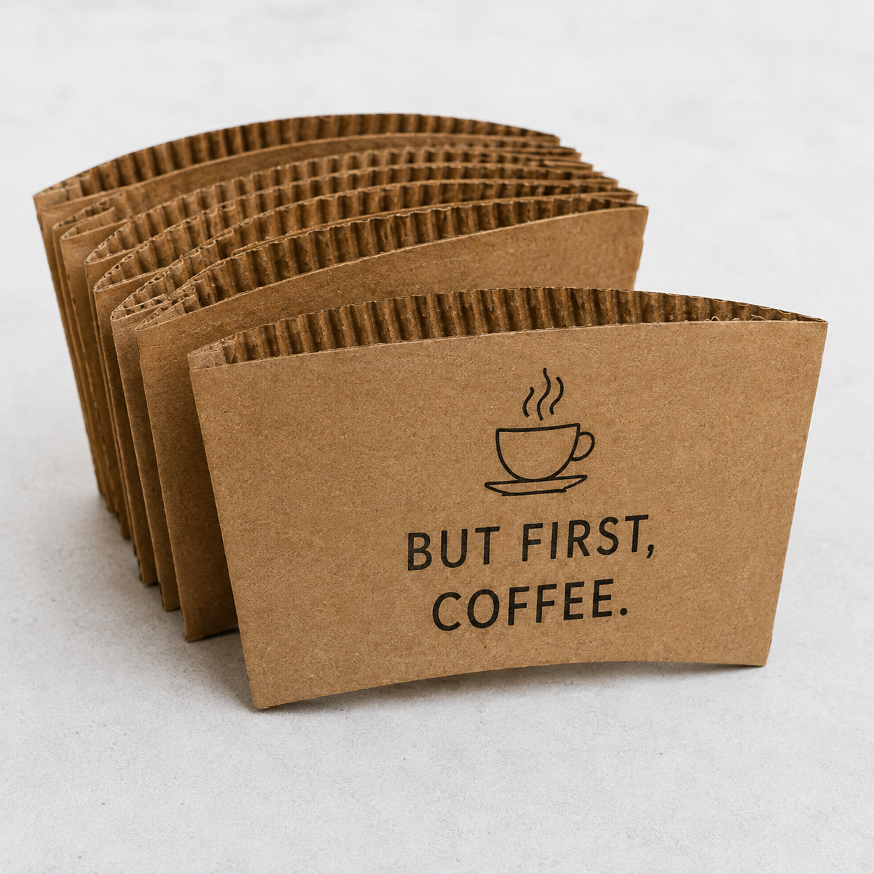 Personalized kraft coffee sleeve with custom printed design