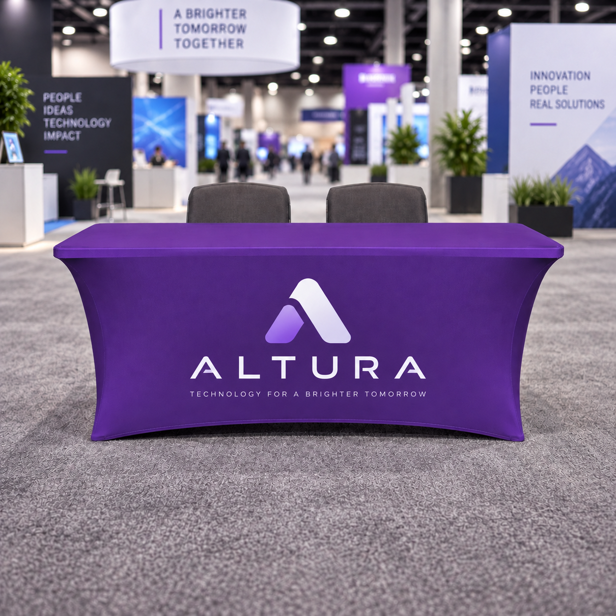 Custom purple fitted table cover