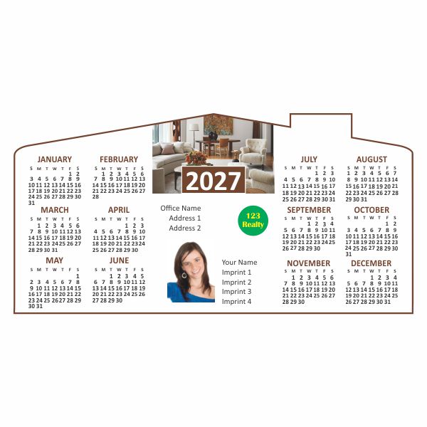 3.5" x 7" House Shape Magnet Calendars