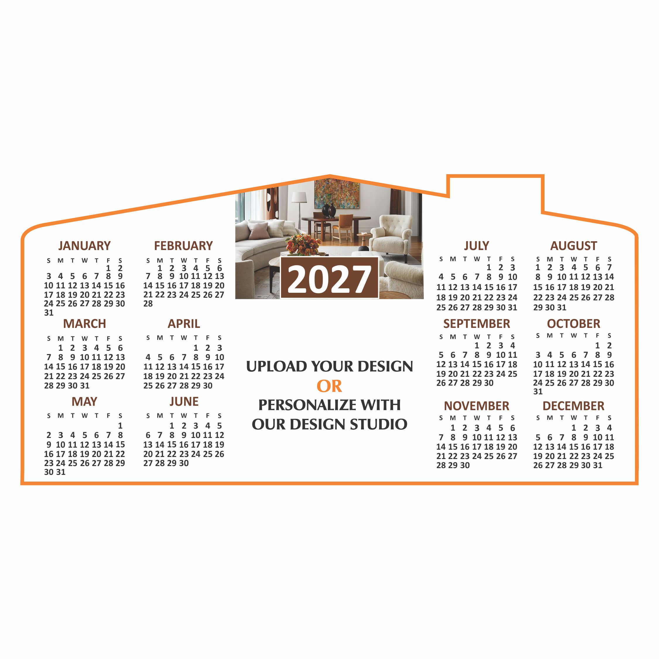 3.5" x 7" House Shape Magnet Calendars