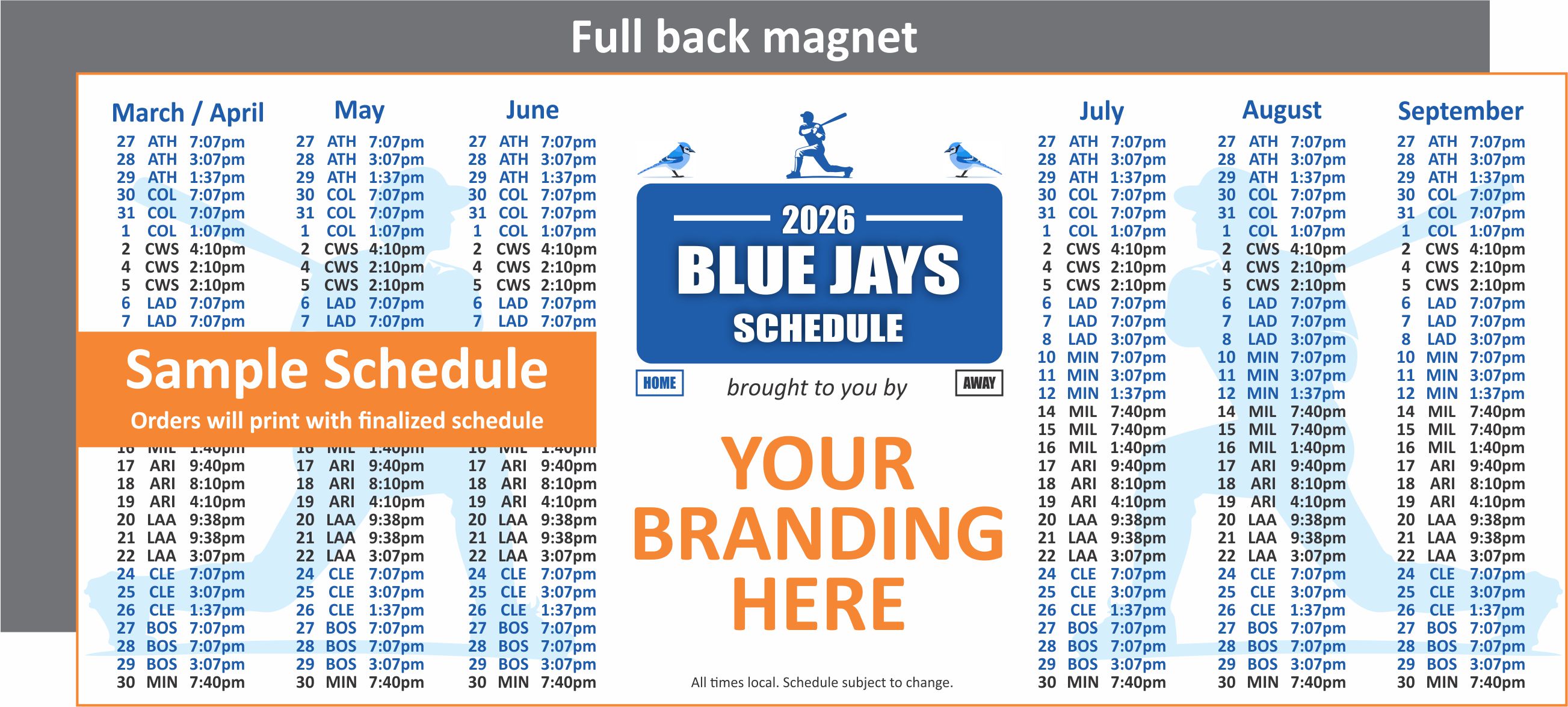 Blue Jays 2026 Schedule Magnets