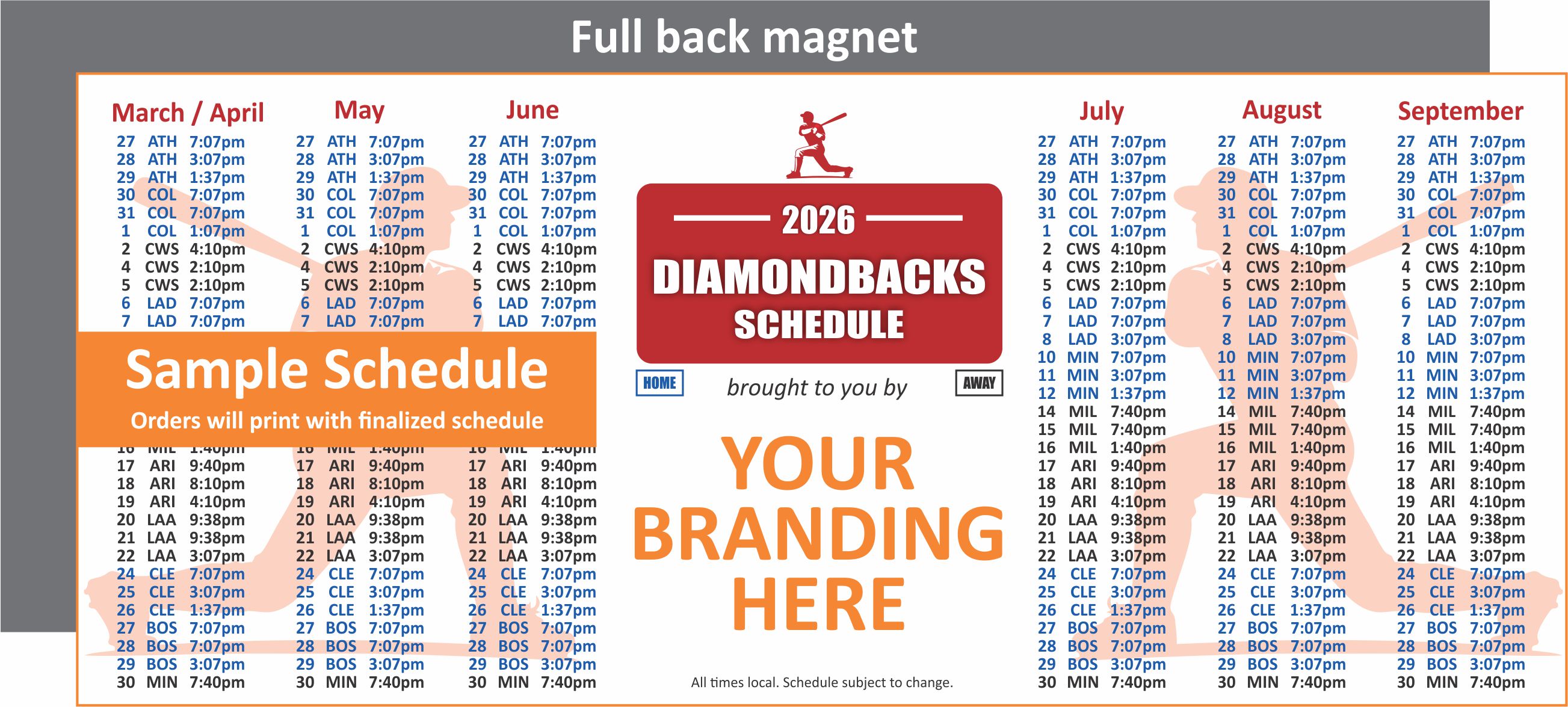 Diamondbacks 2026 Schedule Magnets