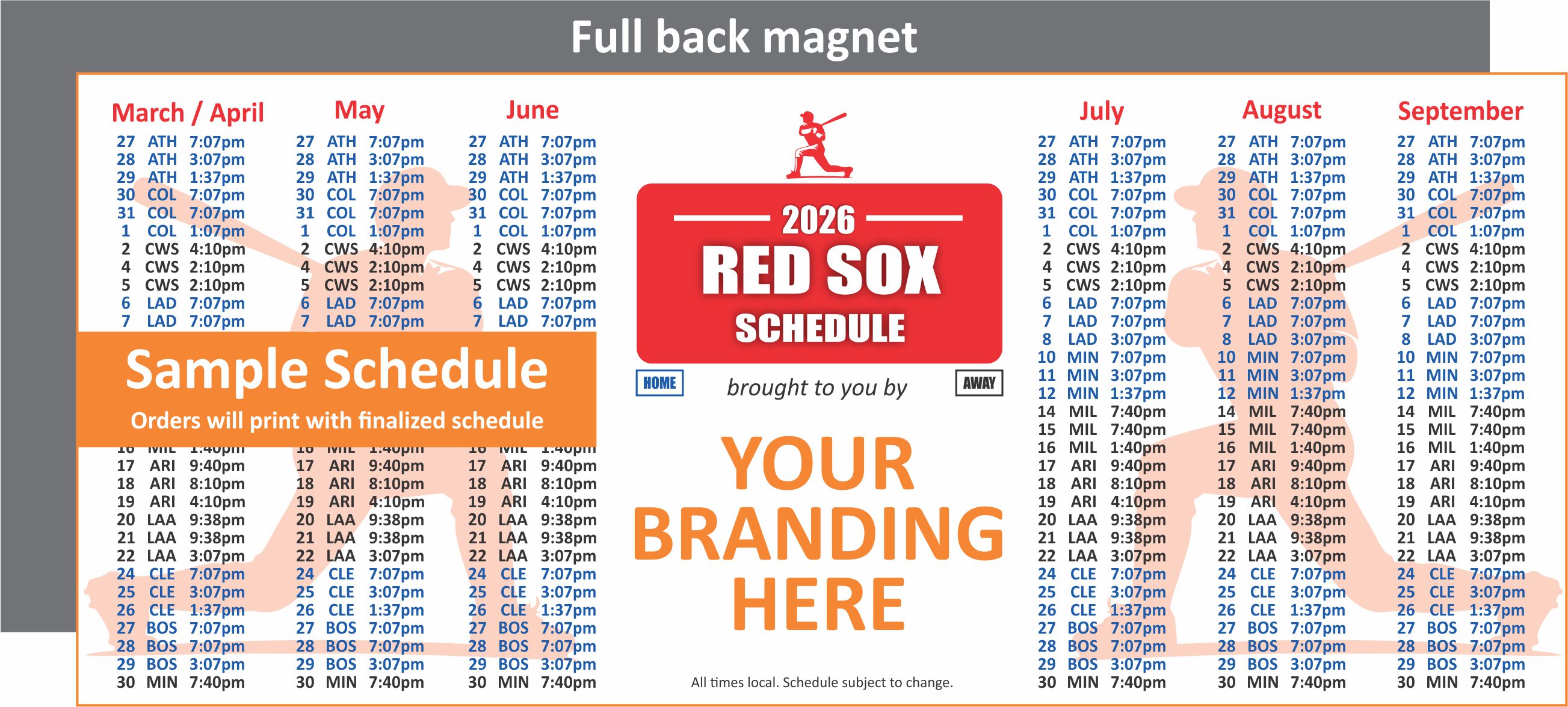 Red Sox 2026 Schedule Magnets