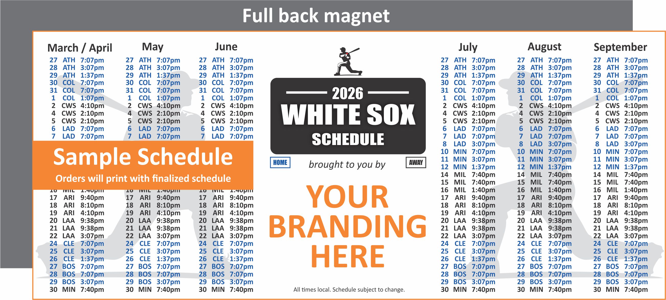 White Sox 2026 Schedule Magnets