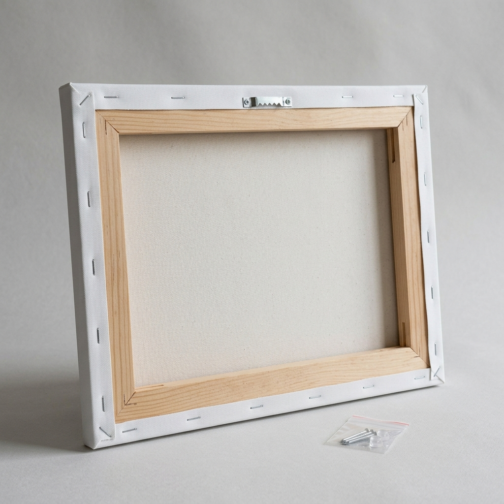 Back: 1.5" stretcher bars, hanging kit included