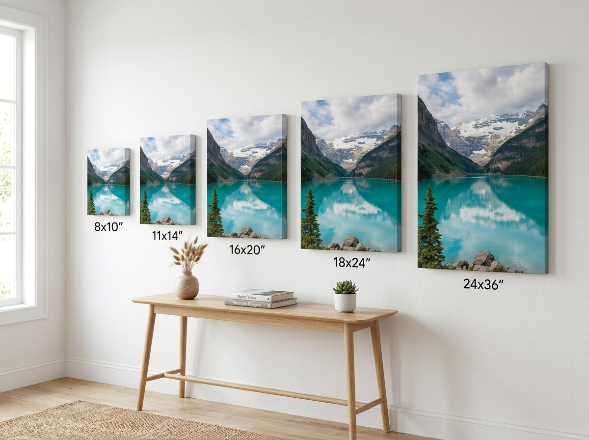 Size comparison: 8x10 to 24x36