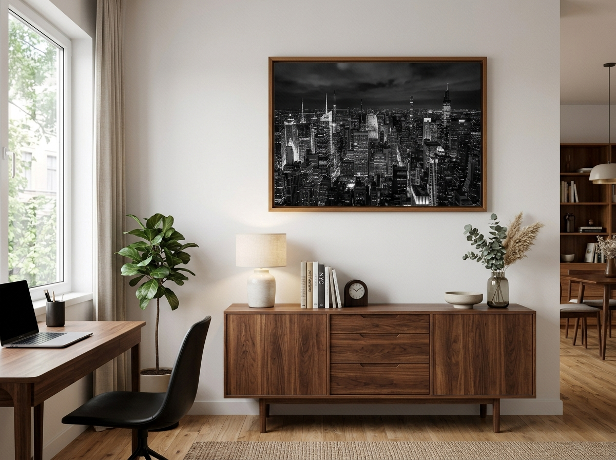 24" x 36" framed canvas, Pecan frame