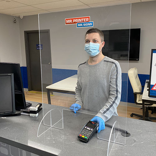 Sneeze Guard  - Clear Polycarbonate Desktop Mount Shield