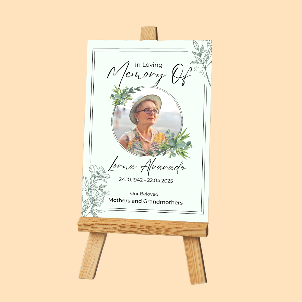 Customizable Elegant Memorial Sign with Photo 1