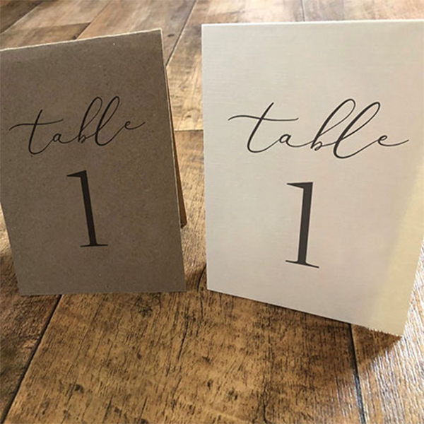 Table Number Cards