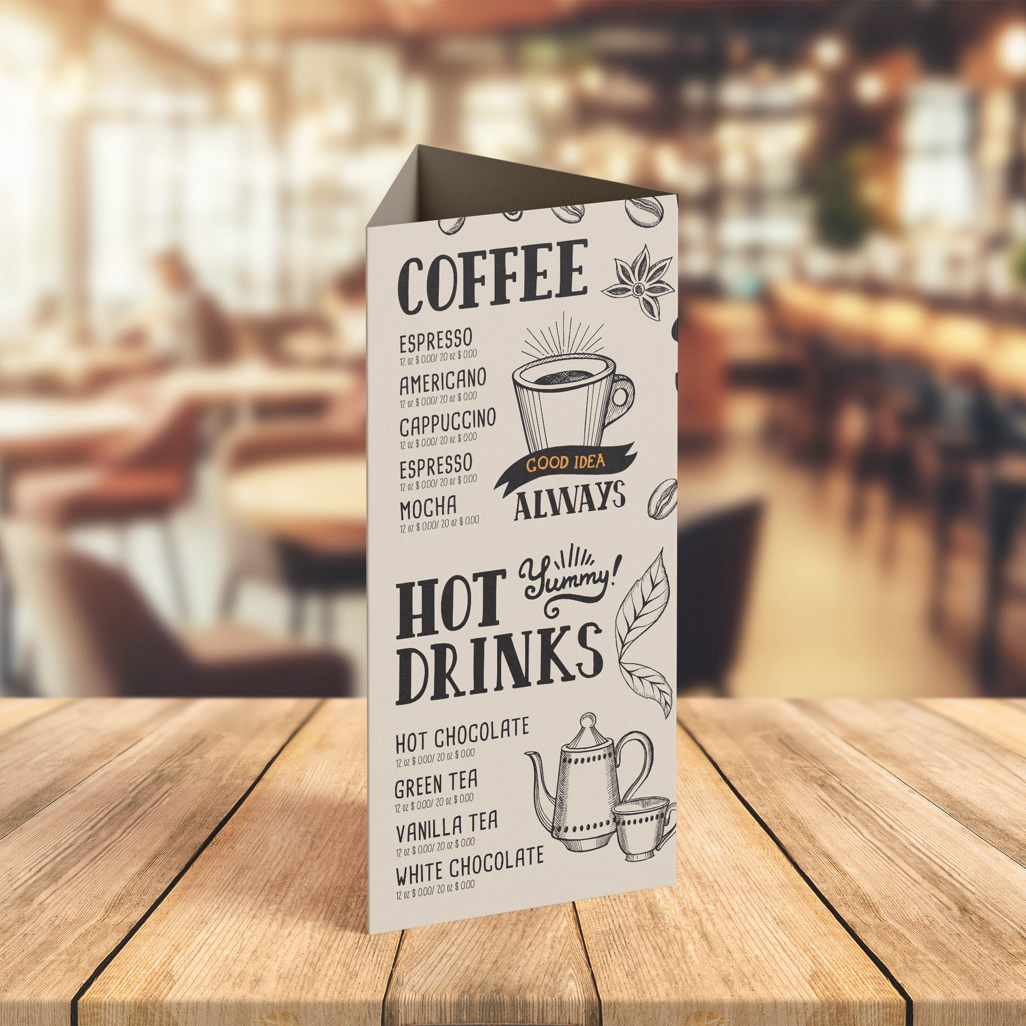 Three Sided Table Tents