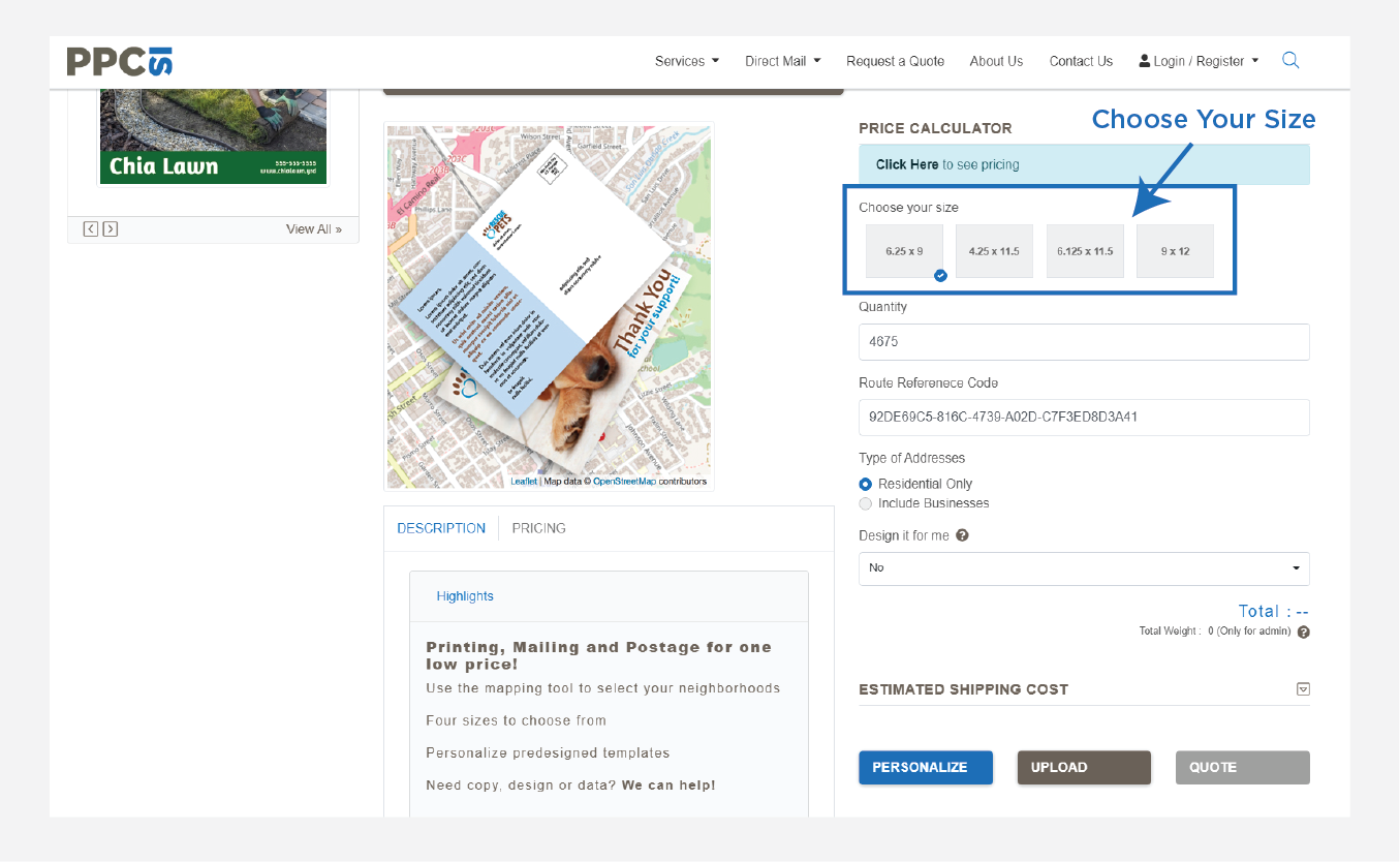 Step 2 - Choose postcard size
