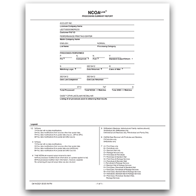 NCOA Sample Report