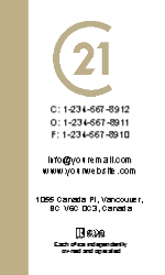 Business Card  (Century 21 - 12) Back