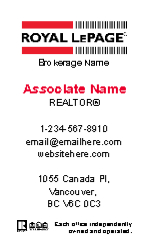 Business Card  (Royal LePage - 18) Back