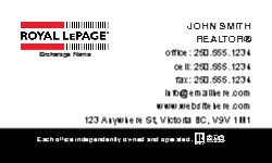 Business Card  (Royal LePage - 2) Back