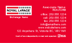 Business Card  (Royal LePage - 12) Back