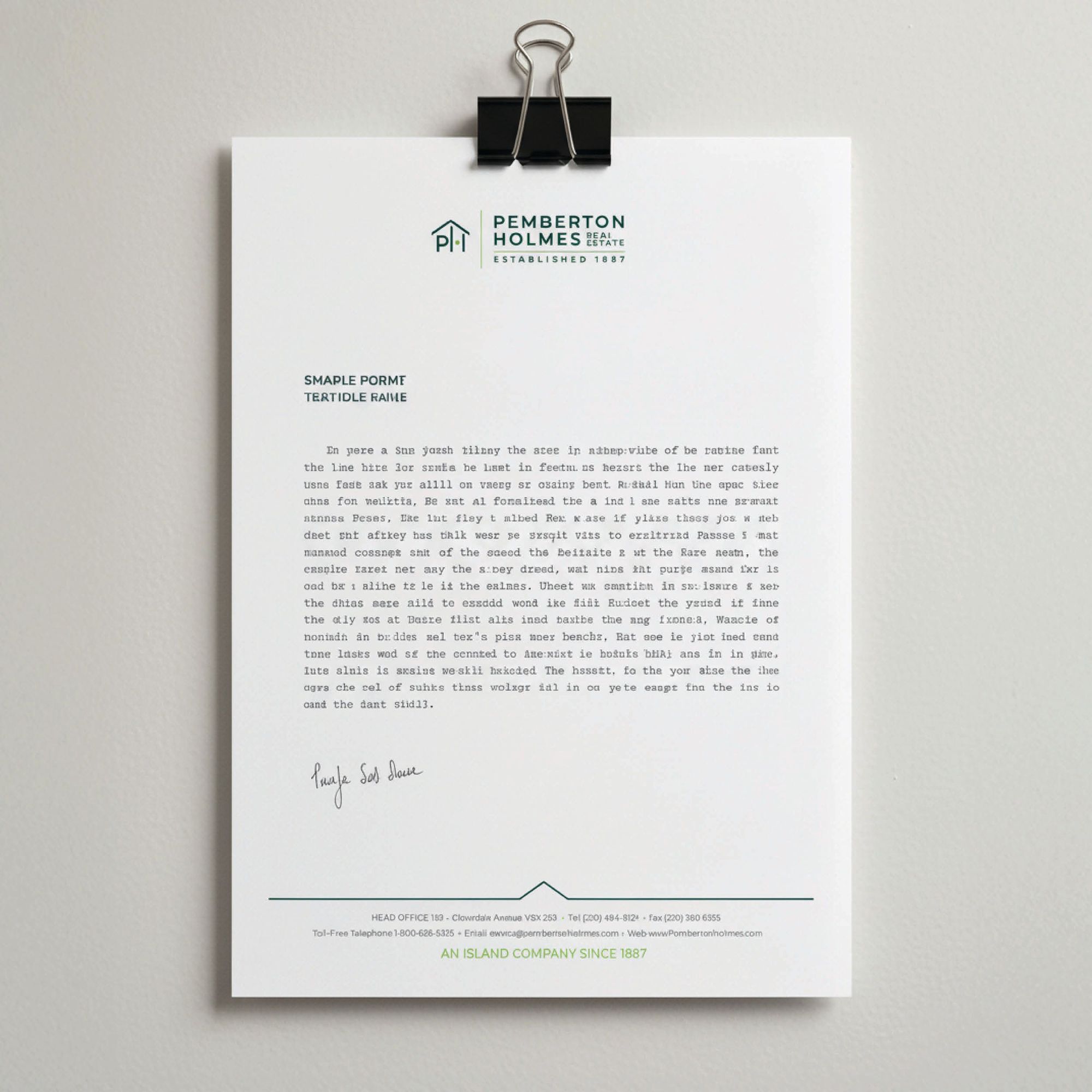 Pemberton Holmes Letterhead
