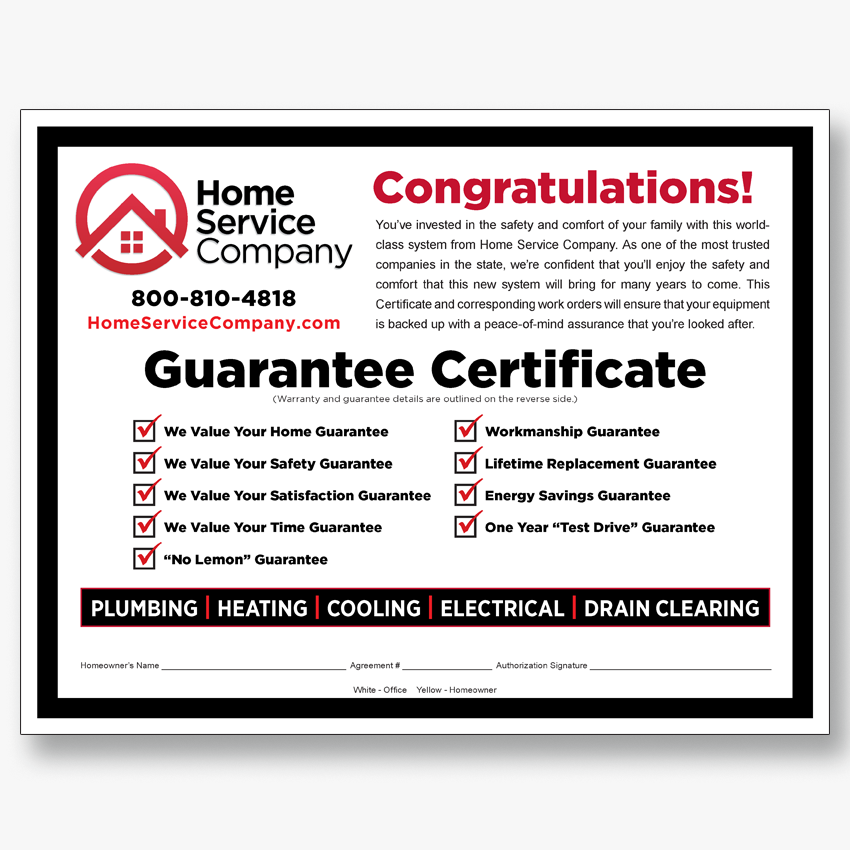 Guarantee Certificate for Installs Guarantee Certificate for Installs