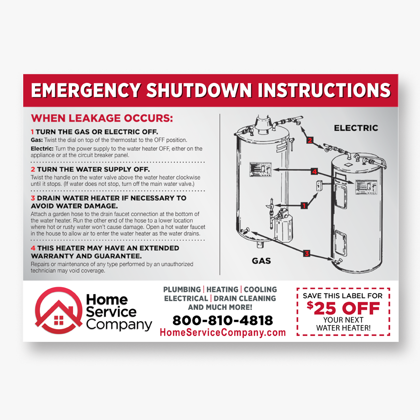 Water Heater sticker - Emergency Shutdown Procedure Version 3 Water Heater sticker - Emergency Shutdown Procedure Version 3