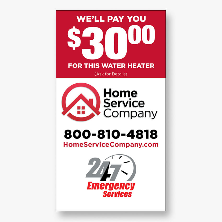 Water Heater sticker - We'll Pay You Water Heater sticker - We'll Pay You