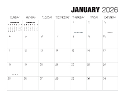 2026 Calendar - Simple