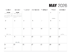 2026 Calendar - Simple