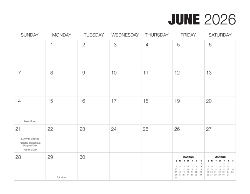 2026 Calendar - Simple