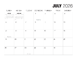 2026 Calendar - Simple